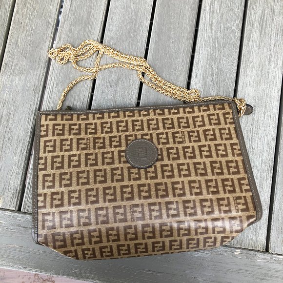 Fendi Handbags - Fendi Zucca Monogram Clutch Chain Bag